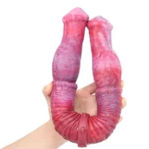 18.8 Inch Double Ended Animal Dog Knot Dildo Pink / Black