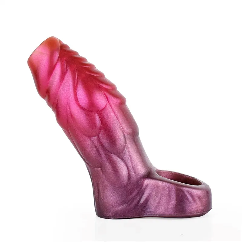 90d26695302547ca Open Head Dragon Sleeve Soft Silicone Penis Extension