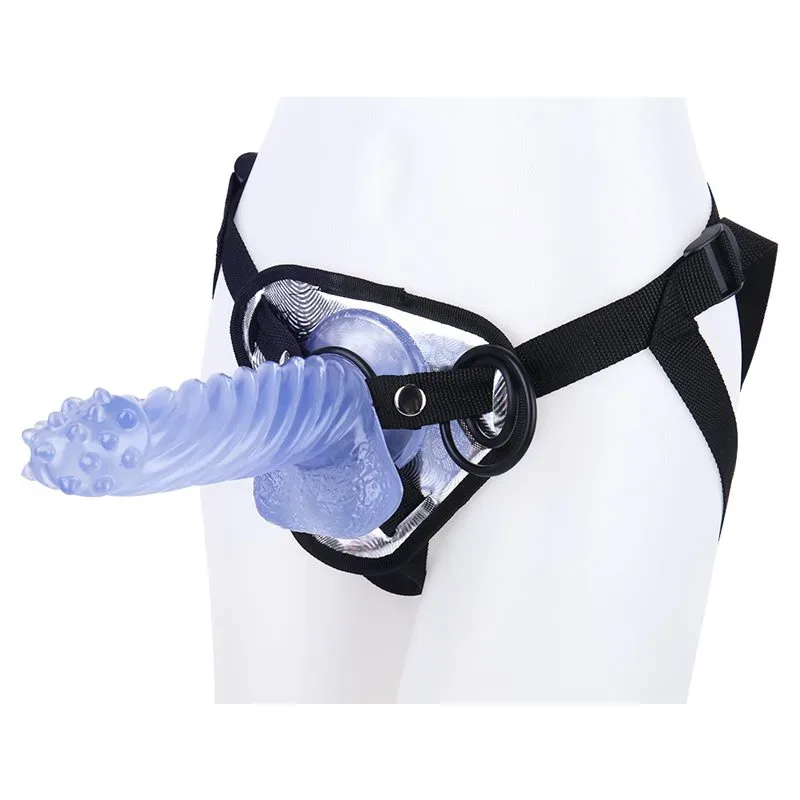 8 IN Blue Spiked Head PVC Dildo Strap On Set - Image 1