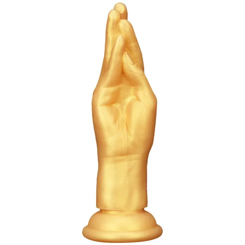 6ef519176ff1d5d5 6 / 8.5 / 11 Inch Gold Silicone Hand Palm Dildo Fist Anal Plug