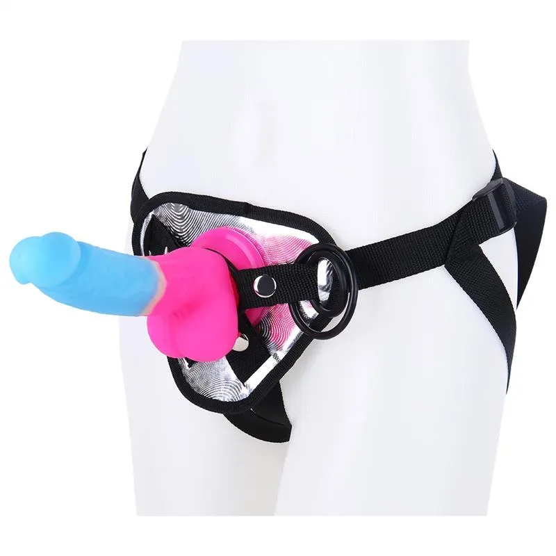 7.8 Inch Silicone Dildo Lebsian Strap On Harness Kit