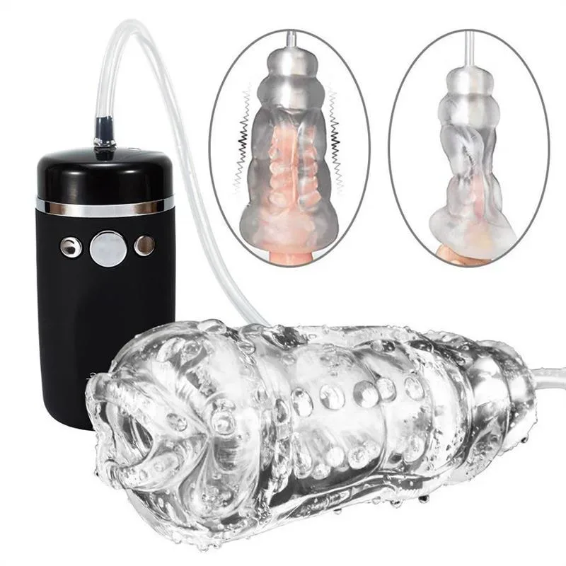 b9863b808801a4bd Electric Transparent Male Suction Masturbator Penis Vibrator