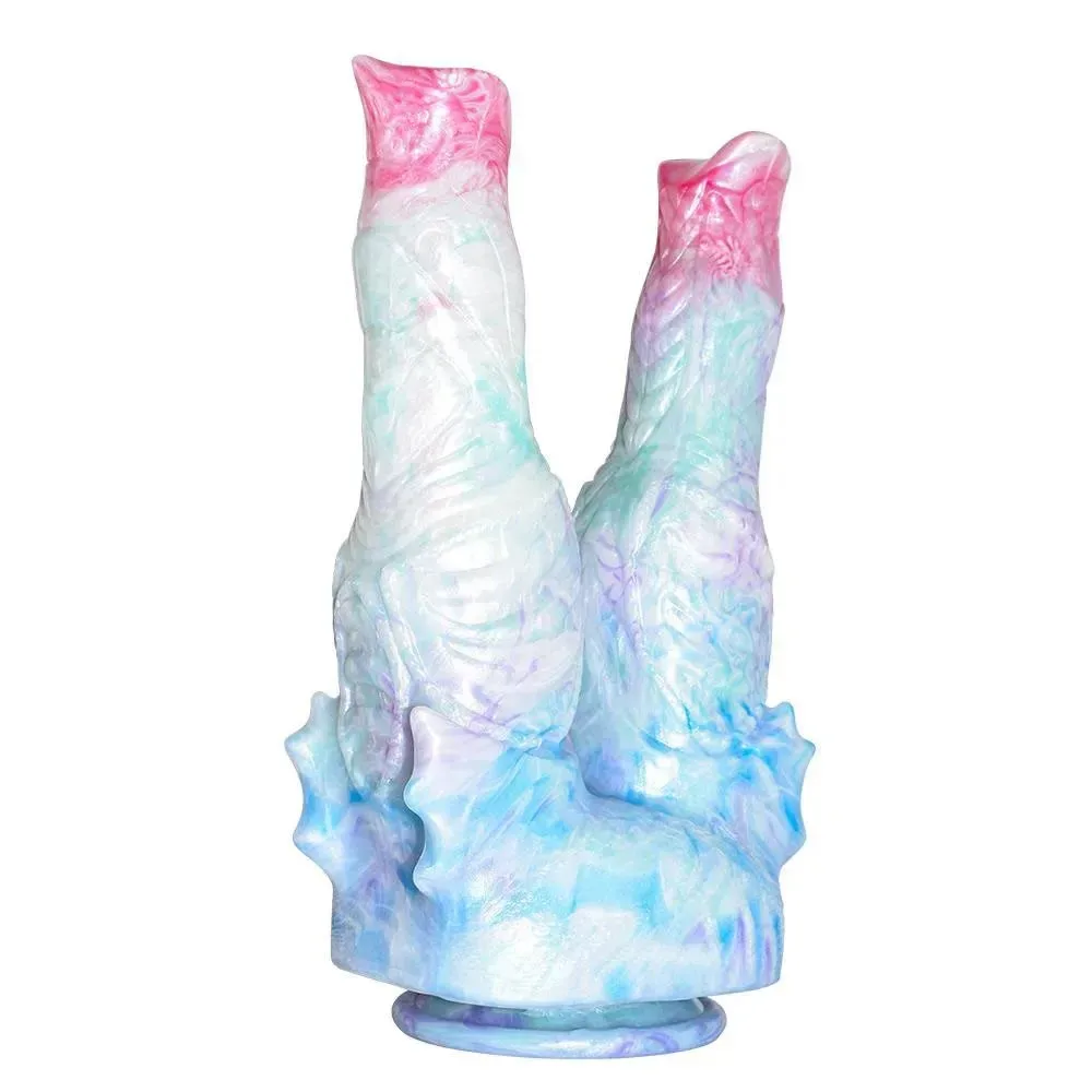 format_webp 8.5 IN Fantasy Silicone Double Headed Knot Dildo - Image 1