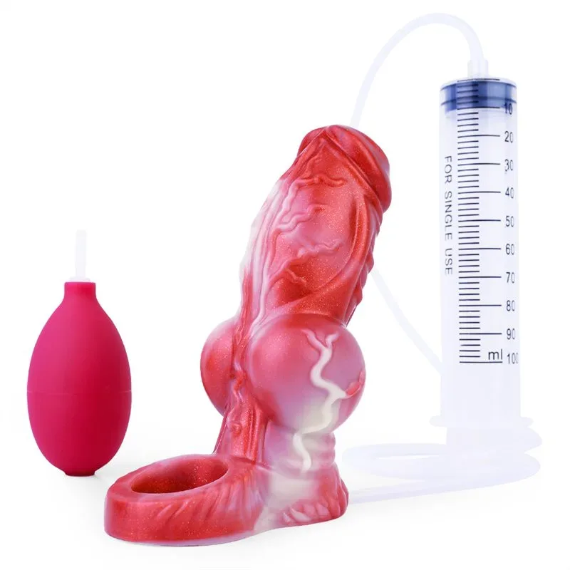 4.9 / 5.8 IN Cumming Ejaculating Big Knot Sleeve Silicone Penis Sheath - Image 1