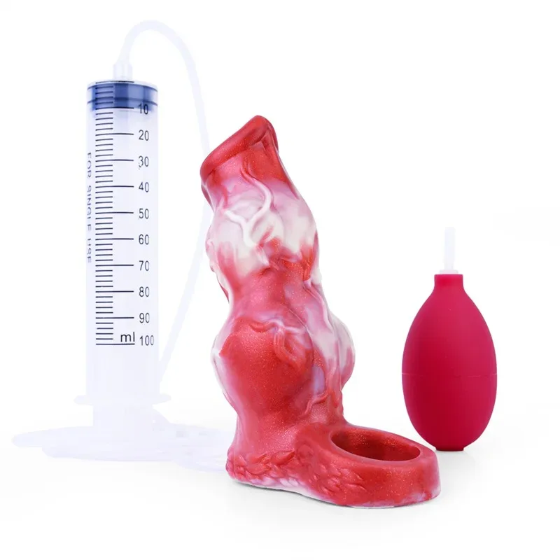 白7 5 / 5.9 IN Ejaculating Double Knots Penis Sleeve Fantasy Cock Extender - Image 1