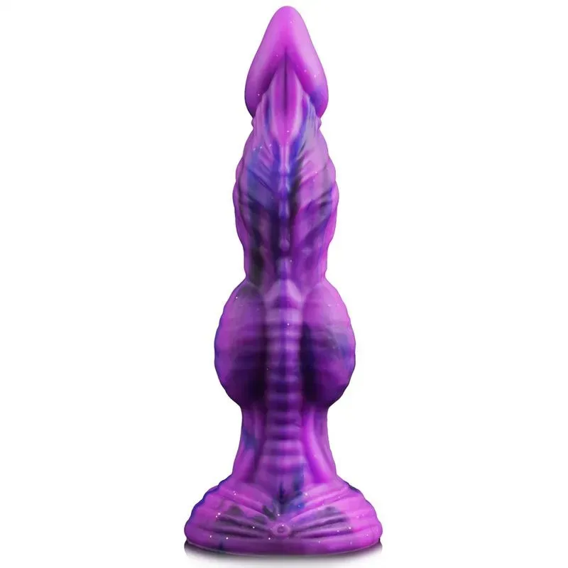 9.5 Inch Big Purple Dragon Knot Dildo Flexible Silicone Exotic Sex Toy - Image 1
