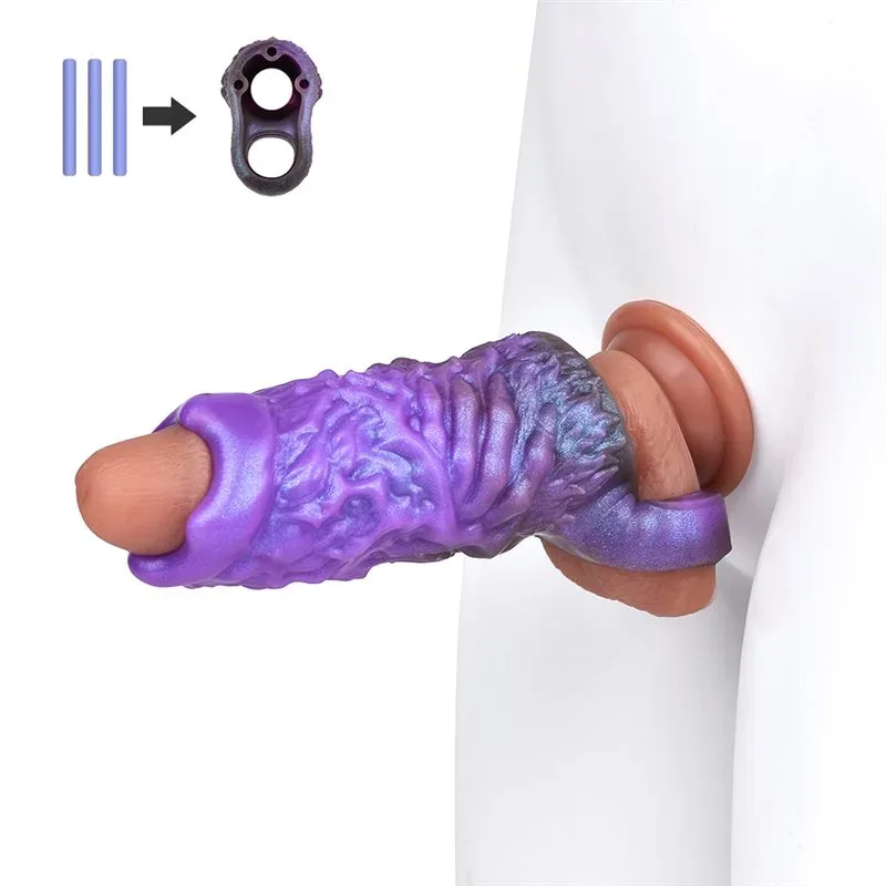 EXOTIC SLEEVE (1) 5.7 Inch Open Headed Monster Cock Sleeve with 3 Build-In Skeleton - Image 1