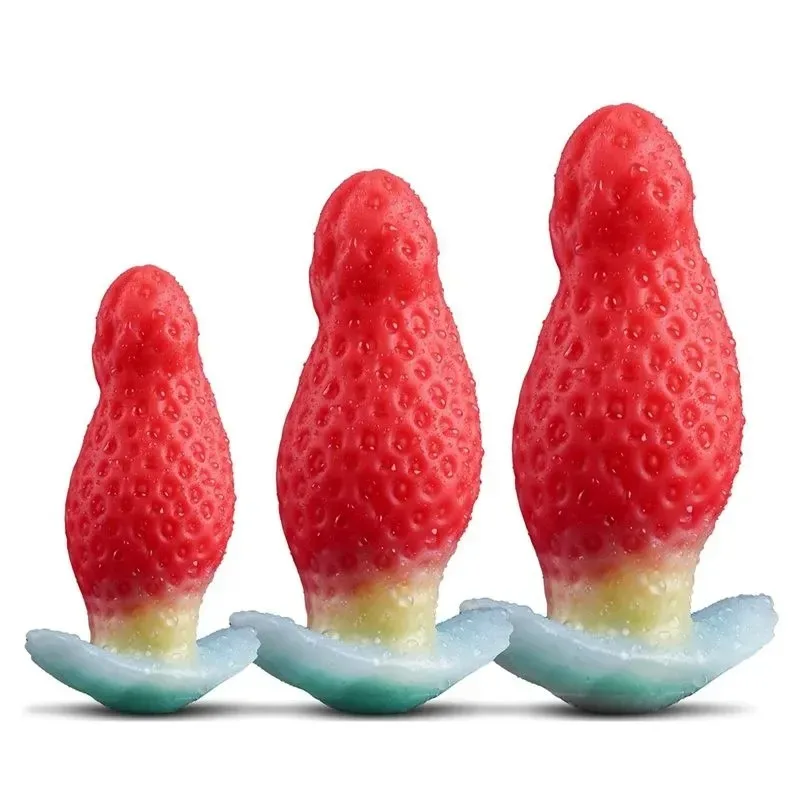 Unique Strawberry Shape Silicone Anal Plug (19) 2.7/3.5/4.3/4.7 Inch Unique Strawberry Shape Silicone Anal Plug - Image 1