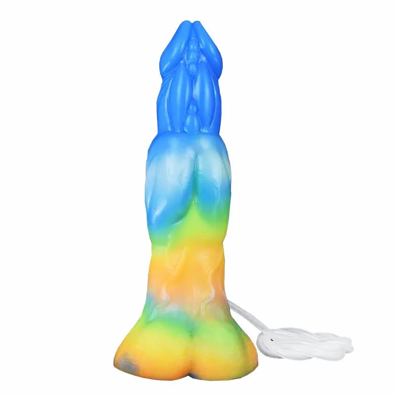 ejaculating alien dildo 9 Inch Multi-Color Luminous Ejaculating Vibrating Alien Dildo - Image 1