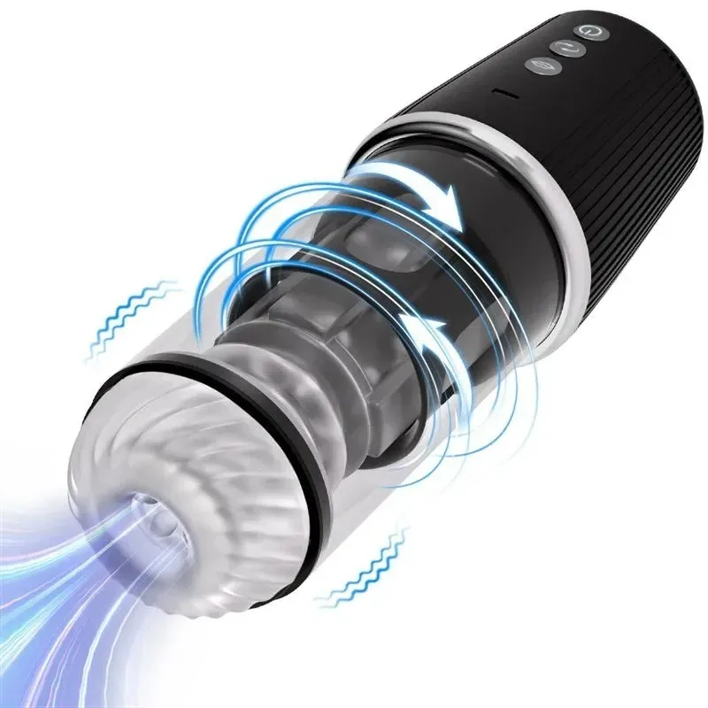 Rotating Sucking Men Masturbation Cup (1) 3D Realistic Texture Rotating Sucking Male Deep Throat Masturbator - Image 1