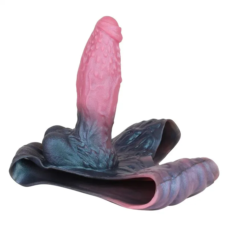 exotic penis pant (36) Wearable Barbed Hollow Penis Pant Fantasy Silicone Cock Sleeve - Image 1