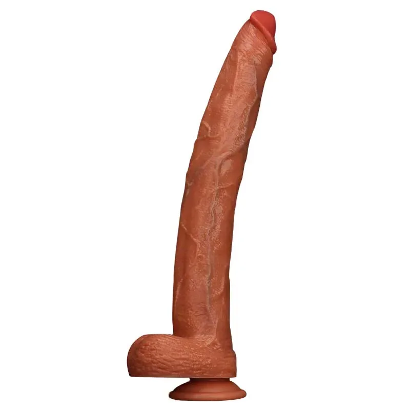 long flexible silicone dildo (1) 14/16 Inch Extra Long Flexible Liquid Silicone Realistic Dildo - Image 1