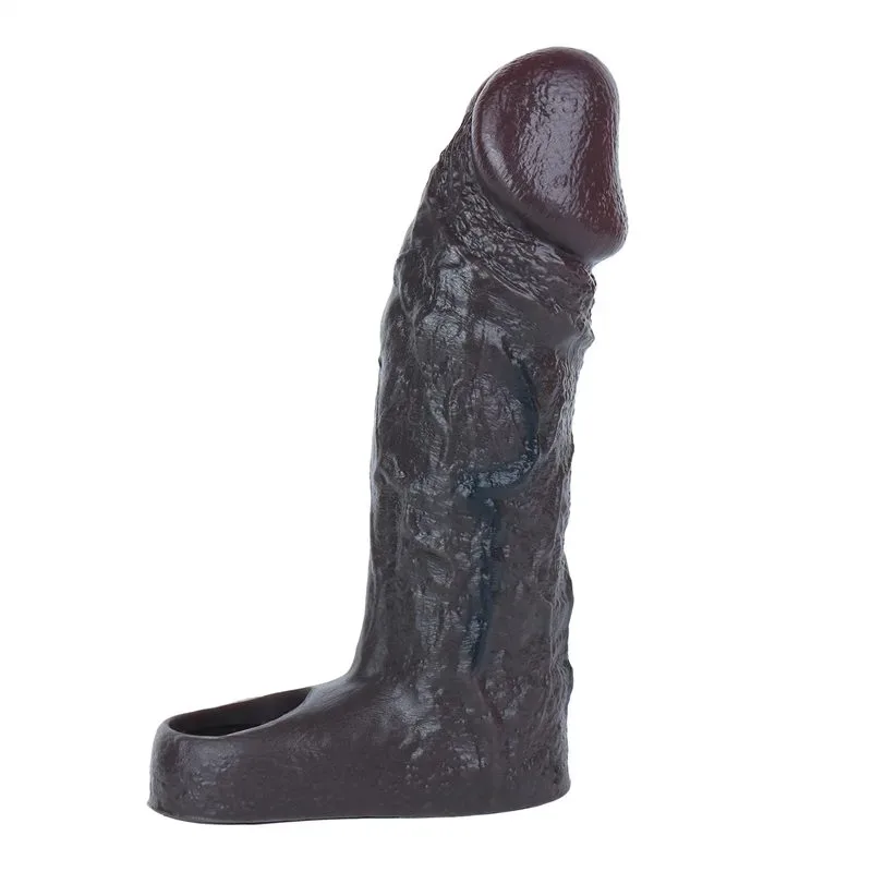 3.3 6.3 Inch Black Elastic Silicone Realistic Penis Extender Sleeve - Image 1