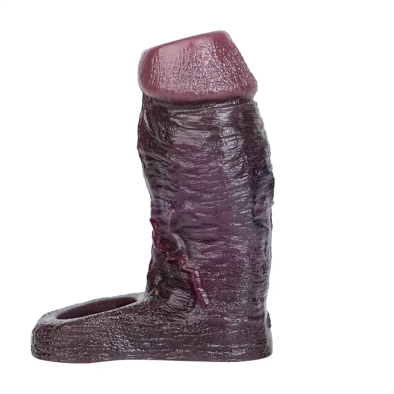 4/4.7/5.9 Inch Black Open Tip Soft Realistic Cock Sleeve - Image 1